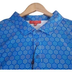 REDVANLY Garmain Polo Shirt Men's 2XL Blue Marine Stretch Geometric Golf Wicking
